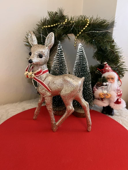 Simli Bronz 23 Cm Ceylan Yılbaşı Dekoru Noel Süs Yeniyıl Fiyonklu Christmas - 2