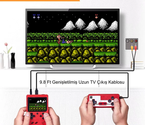 QASUL Oyun Makinesi  Nostaljik Retro Klasik  400 Mini Atari Çocuklar İçin Oyun Konsolu KIRMIZI - 2