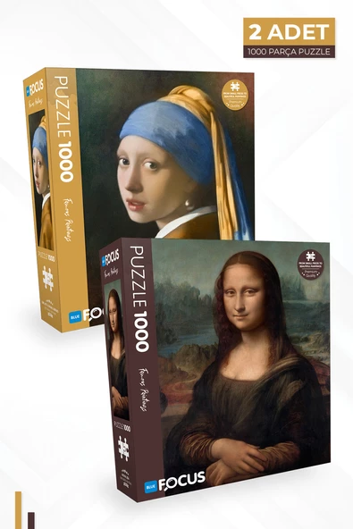 2 Adet 1000 Parça Puzzle - İnci Küpeli Kız ve Mona Lisa