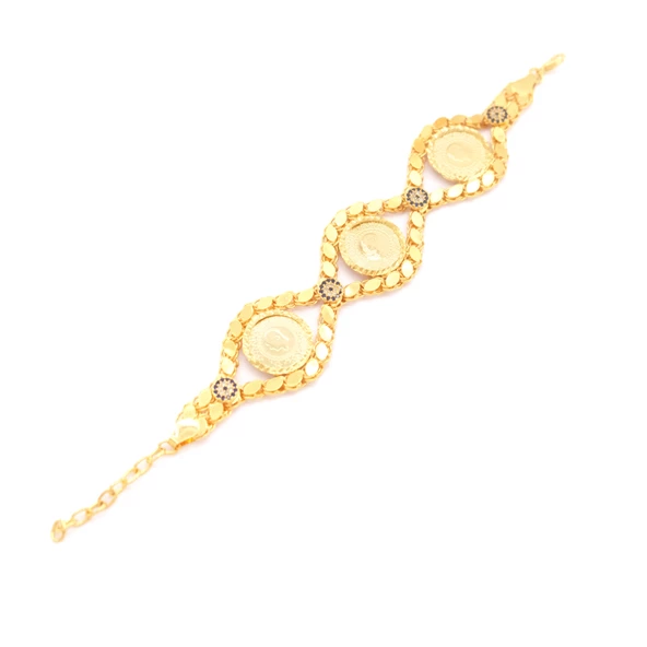 Altın Kaplama Arpa Çerçeve 3 lü Çeyrekli Bileklik BLK-1046 - Resim 3