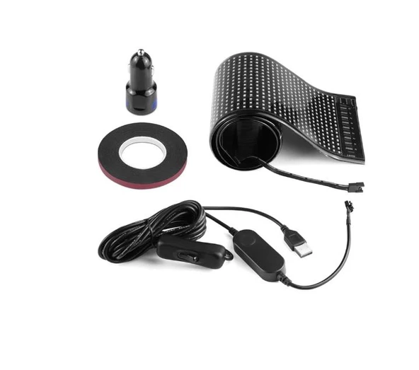 Telefon App Kontrollü Programlanabilir Araba LED Ekranı, Uzaktan Kumandalı Kayan Yazı 16x64cm - 4