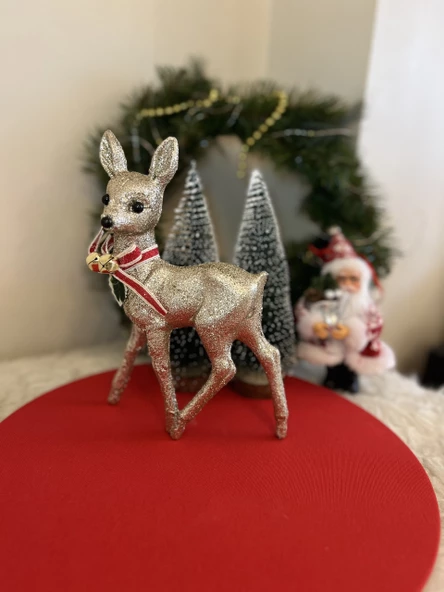 Simli Bronz 23 Cm Ceylan Yılbaşı Dekoru Noel Süs Yeniyıl Fiyonklu Christmas - 3