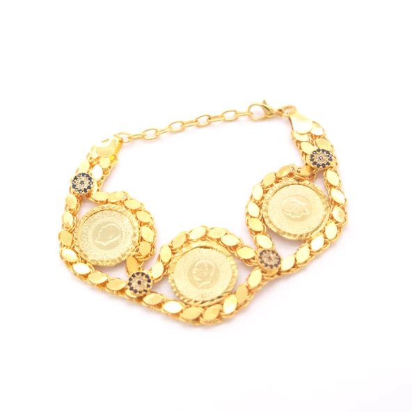 Altın Kaplama Arpa Çerçeve 3 lü Çeyrekli Bileklik BLK-1046 - Resim 2