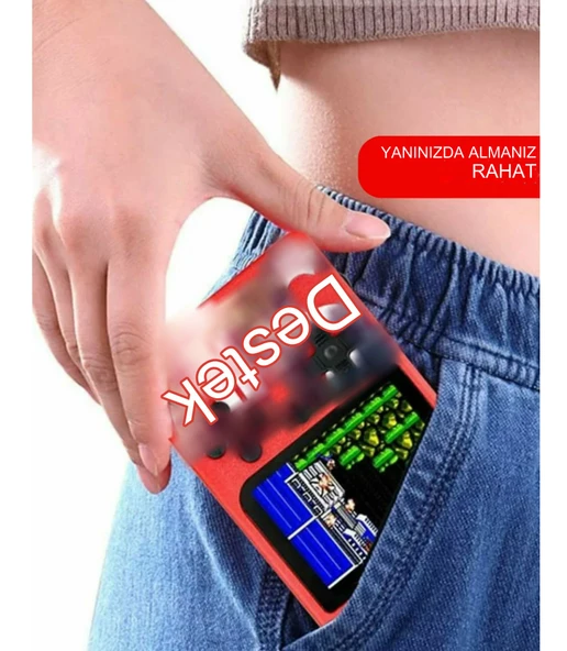 QASUL Oyun Makinesi  Nostaljik Retro Klasik  400 Mini Atari Çocuklar İçin Oyun Konsolu KIRMIZI - 4