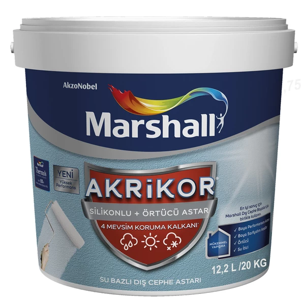 Marshall Akrikor Silikonlu Örtücü Dış Cephe Astarı 15 Lt (20 KG)