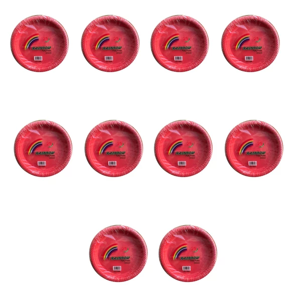 Roll-Up Kullan At Renkli Kırmızı Parti Davet Plastik Tabak - 22 Cm. - 25 Adetlik 10 Paket ürün görseli 1