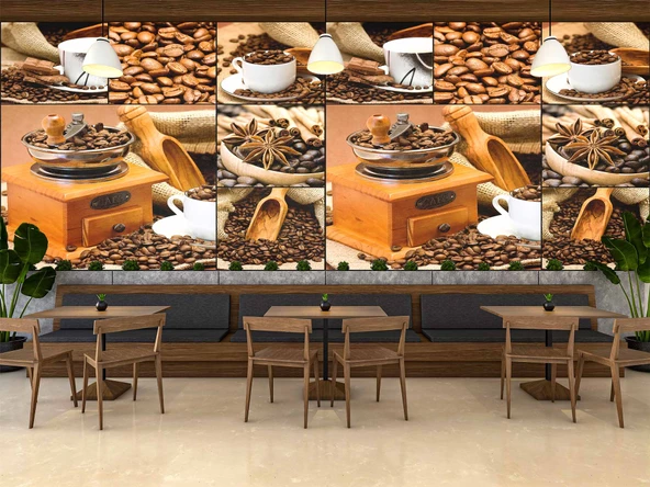 Öğütme Kahve Temalı Cafe Duvar Kağıdı Baskı - 3