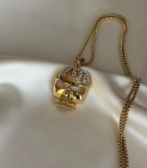 Taşlı Kafatası Kolye - Resim 2