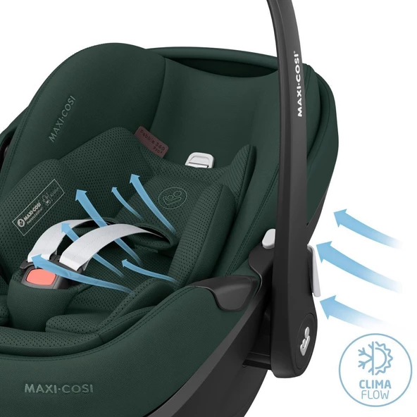 Maxi-Cosi Pebble SlideTech Tam Yatabilen 0-13 Kg Ana Kucağı ve Oto Koltuğu Twillic Green - 6