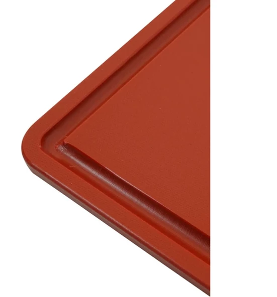 Türkay 32.5x26.5x1 cm Saplı-Oluklu Polietilen Kesme Tahtası Kesim Levhası Kırmızı 1237 - 2