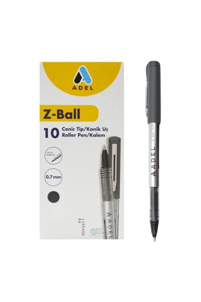 Adel Z-Ball 0.7 Mm Roller Kalem Siyah 10 Adet