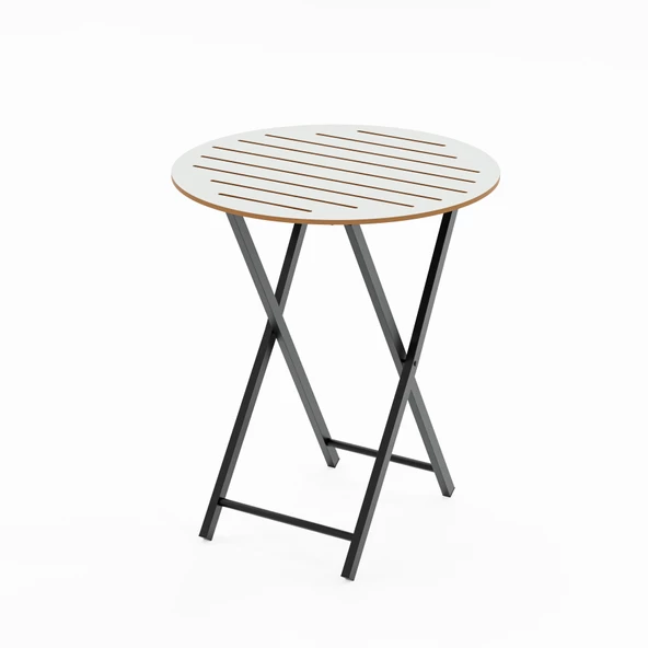 Eportatif Masa Sandalye Bahçe Bistro Takım Yuvarlak Beyaz 1482 - 7