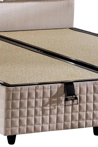 Niron  Star Baza ve Başlık Seti 140x190 cm Çift Kişilik Krem Keten Kumaşlı Lüks Baza ve Başlık Takımı - 5