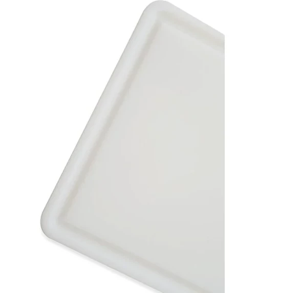 Türkay 32.5x26.5x1 cm Saplı-Oluklu Polietilen Kesme Tahtası Kesim Levhası Naturel/Beyaz 1237 - 2