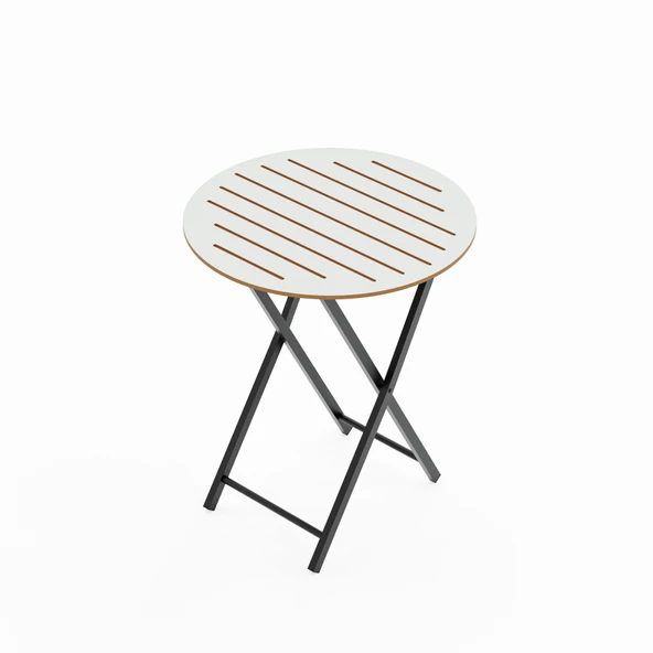 Eportatif Masa Sandalye Bahçe Bistro Takım Yuvarlak Beyaz 1482 - 6