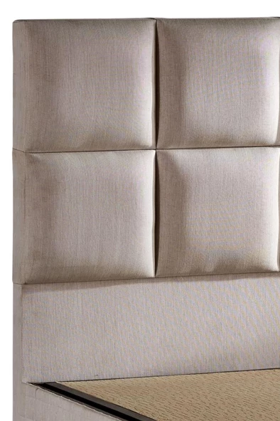 Star Baza ve Başlık Seti 120x200 cm Tek Kişilik Krem Keten Kumaşlı Lüks Baza ve Başlık Takımı - 2
