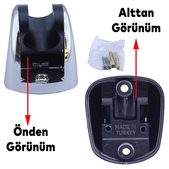 Lüx Örgülü Duş Seti Banyo Duş Başlığı Seti Fiskiyesi Telefonu Yuvarlak Başlık Metal Hortum - 4
