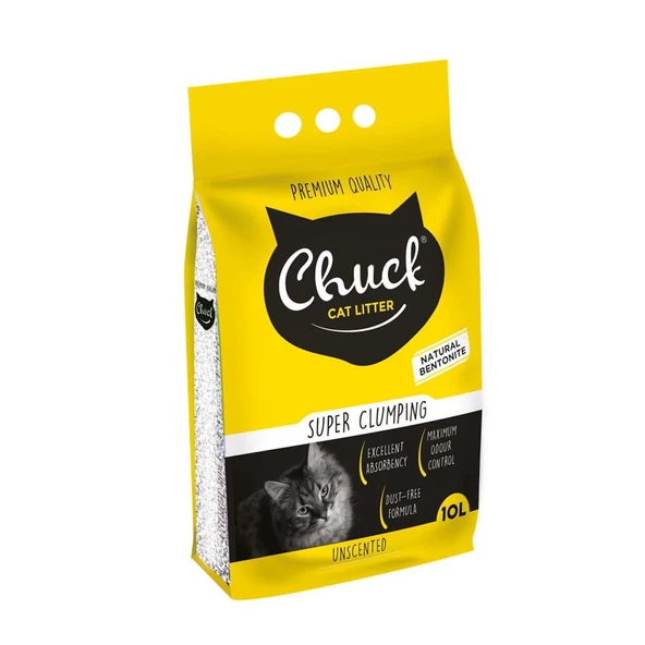 Chuck 10 litre Kalın Taneli Kokusuz Bentonit Kedi Kumu