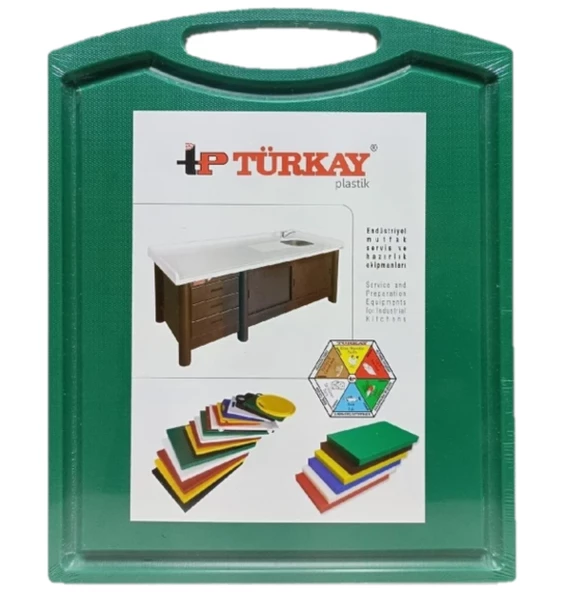 Türkay 32.5x26.5x2 cm Saplı-Oluklu Polietilen Kesme Tahtası Kesim Levhası Yeşil 1244