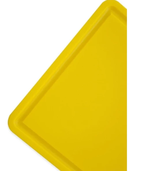 Türkay 32.5x26.5x2 cm Saplı-Oluklu Polietilen Kesme Tahtası Kesim Levhası Sarı 1244 - 2