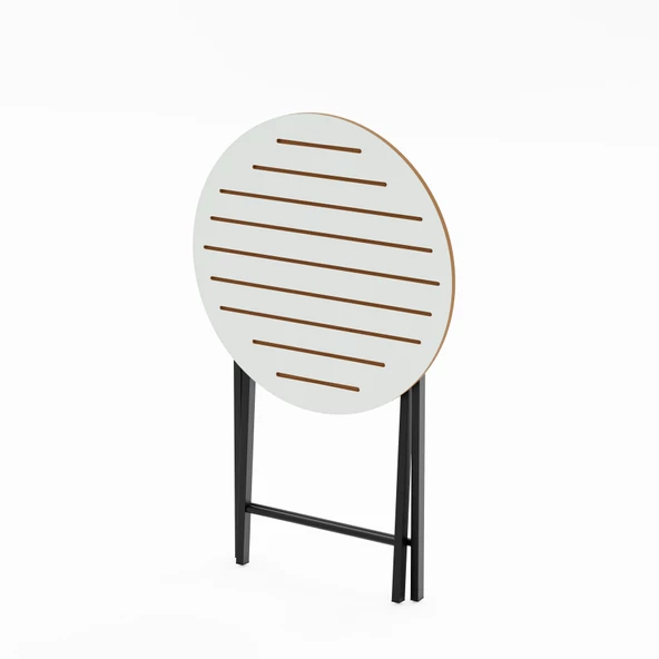 Eportatif Masa Sandalye Bahçe Bistro Takım Yuvarlak Beyaz 1482 - 9