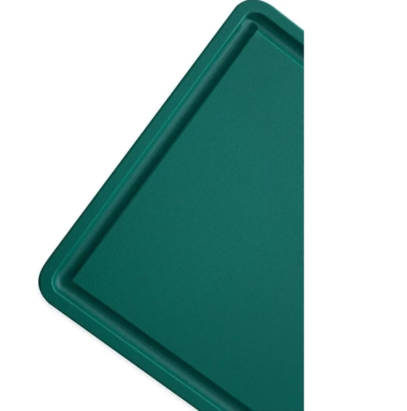 Türkay 32.5x26.5x1 cm Saplı-Oluklu Polietilen Kesme Tahtası Kesim Levhası Yeşil 1237 - 2