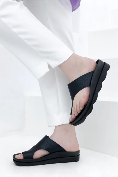 VOGA 1742 SİYAH ÇATLAK COMFORT ANATOMİK CASUAL PARMAK ARASI KADIN TERLİĞİ - 5