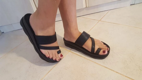 VOGA 1740 SİYAH ÇATLAK COMFORT CASUAL ANATOMİK BAYAN TERLİK - 3