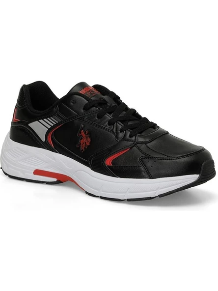 U.S.POLO ASSN.FELIX 4PR SİYAH KIRMIZI COMFORT CASUAL SPOR AYAKKABISI