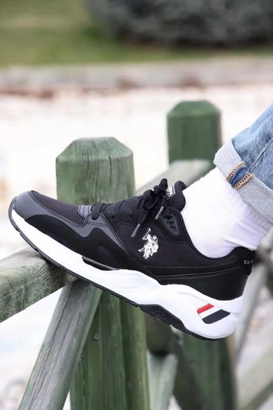 U.S.POLO ASSN HUSKY 4FX SİYAH BEYAZ COMFORT CASUAL GÜNLÜK SPOR AYAKKABISI - Resim 4