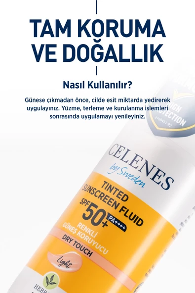 Celenes Herbal Renkli Güneş Koruyucu Dry Touch  50 Spf- 50 ml