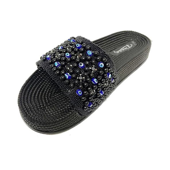 PIENN 20037  007 NAZAR BONCUK SİYAH COMFORT CASUAL ANATOMİK TERLİK - 4