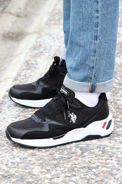 U.S.POLO ASSN HUSKY 4FX SİYAH BEYAZ COMFORT CASUAL GÜNLÜK SPOR AYAKKABISI - Resim 3