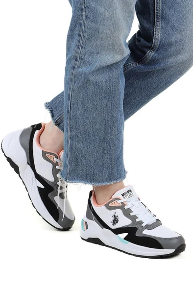 U.S.POLO ASSN HUSKY 4FX BEYAZ SİYAH COMFORT CASUAL ANATOMİK SPOR AYAKKABISI - 1