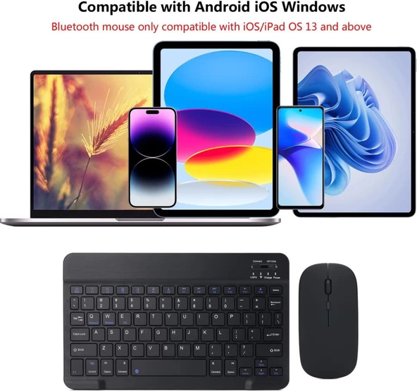 Tüm Cihazlara Uyumlu Kablosuz Bluetooth Klavye ve Mause Seti Tablet Telefon iPad Samsung Galaxy Honor Redmi Lenovo - 9
