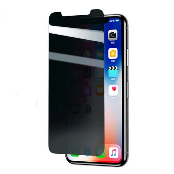 Apple iPhone X ​​​​​​​​​​​​Zore Rika Premium Privacy Temperli Cam Ekran Koruyucu