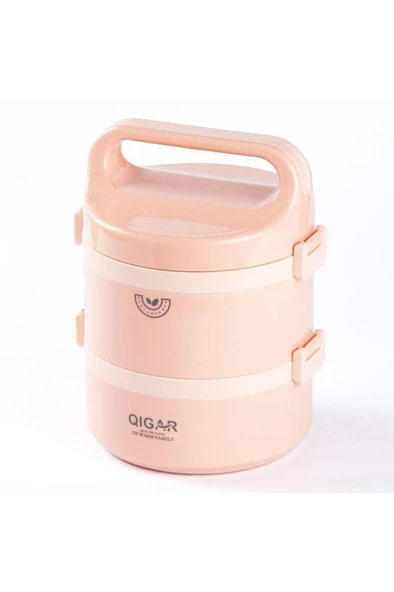 QIGAR 2 KATLI  YUVARLAK YEMEK TAŞIMA KABI 1.25 LİTRE