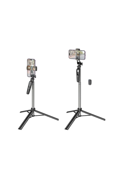Hoco K19 157 Cm Broadcast Holder Uzaktan Kumandalı Tripod ve Selfie Çubuğu - 3