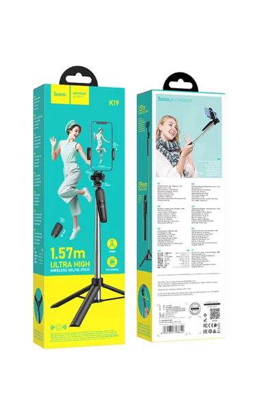 Hoco K19 157 Cm Broadcast Holder Uzaktan Kumandalı Tripod ve Selfie Çubuğu - 5