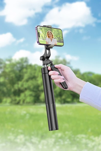 Hoco K19 157 Cm Broadcast Holder Uzaktan Kumandalı Tripod ve Selfie Çubuğu - 4