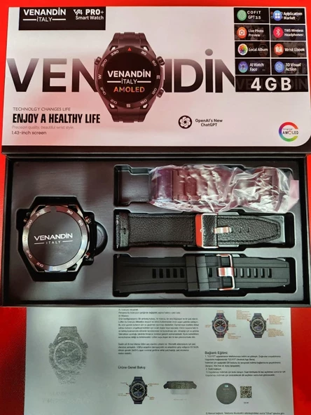 Venandin İtaly V4 Pro+ Plus Smart Watch Akıllı Saat - 5