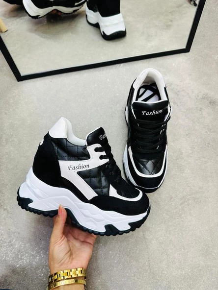 Dolgu Topuklu Kalın Taban Kadın Spor Ayakkabı Sneaker - 2