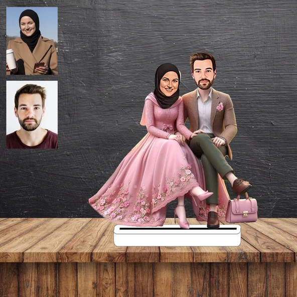 Genç Çift Karikatür Figürü,Sevgiliye Hediye,Doğum Günü Hediyesi