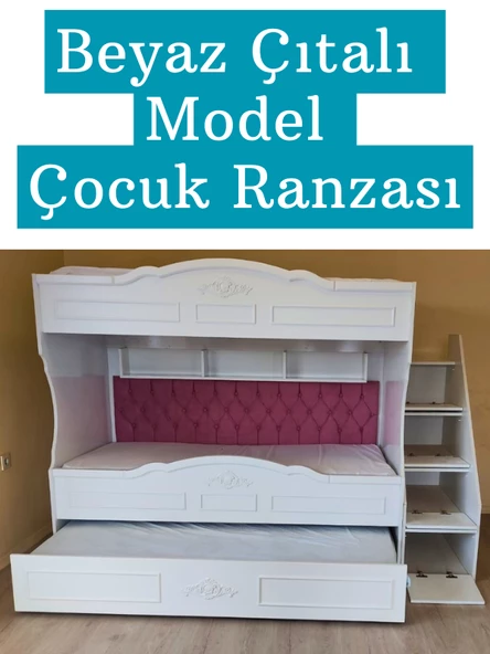 Çocuk Ranzası (Beyaz - Çıtalı Model) - 5