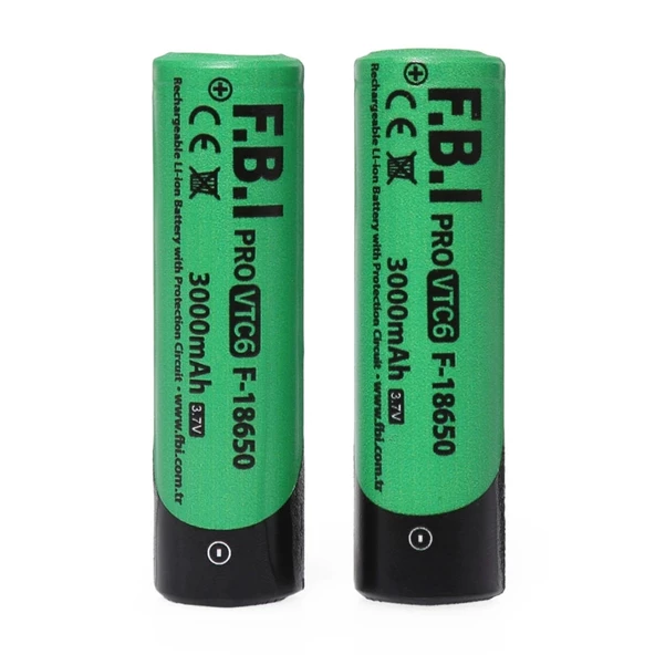 F.B.I VTC6 18650 3.7V 3000mAh 30A Li-ion Şarjlı Pil + Pil Taşıma Kutusu 2'li SET