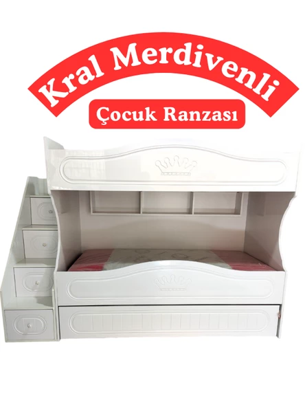 Kral Merdivenli Çocuk Ranzası