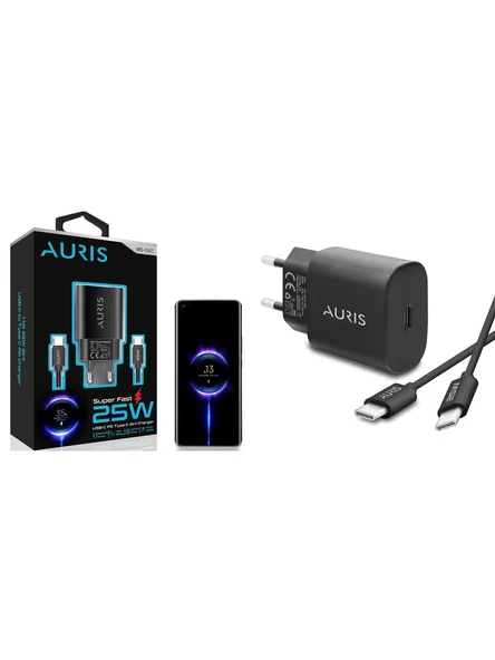 Auris TYPE-C 25W Hızlı Şarj Aleti Seti