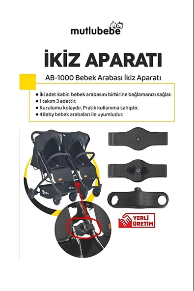 Drone Kabin Bebek Arabası İkiz Bağlantı Aparatı - 4 Baby Drone Bebek Arabalarını Birleştiren Pratik Bağlantı Kiti - 3