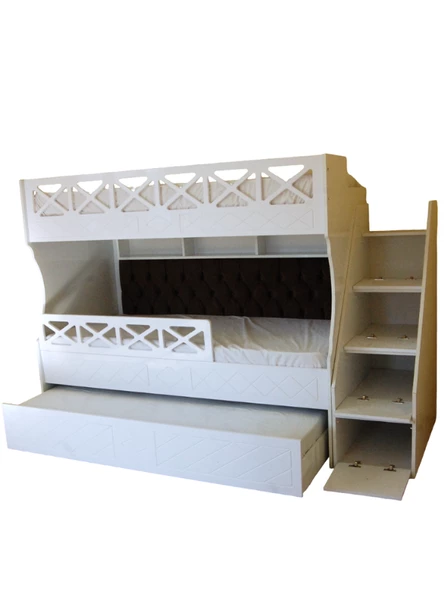 Beyaz Çarpılı Model Çocuk Ranzası - 6