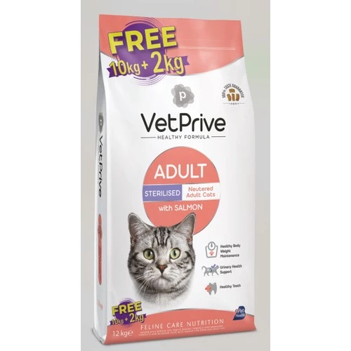 Vetprive ,yetişkin Kedi Kısır Somon 10+2kg (Bonus Paket)